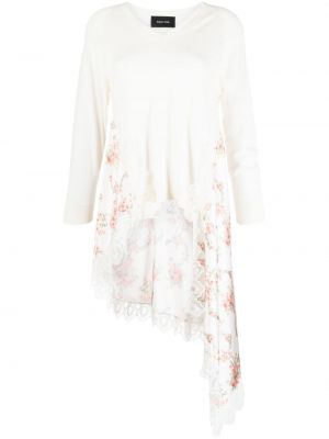 Асиметричен пуловер на цветя Simone Rocha бяло