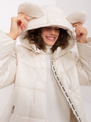 Pikowana kurtka z kapturem Fashionhunters beżowa