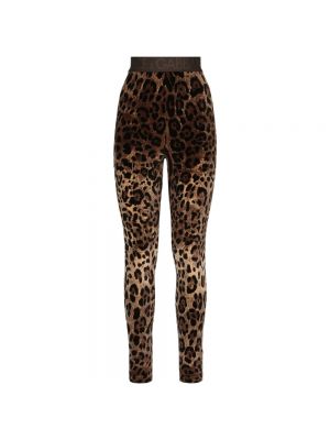 Jacquard leggings mit leopardenmuster Dolce & Gabbana braun