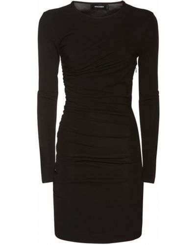 Sukienka mini z wiskozy z długim rękawem z dżerseju Dsquared2 czarna