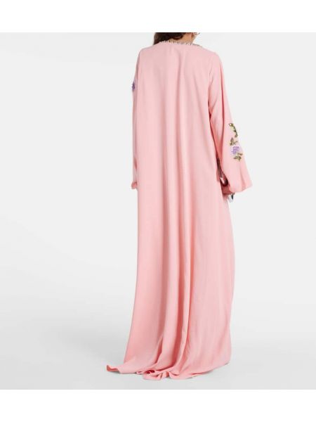 Φλοράλ μάξι φόρεμα με πετραδάκια Carolina Herrera ροζ