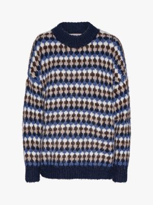 Пуловер с абстрактным узором A-view синий