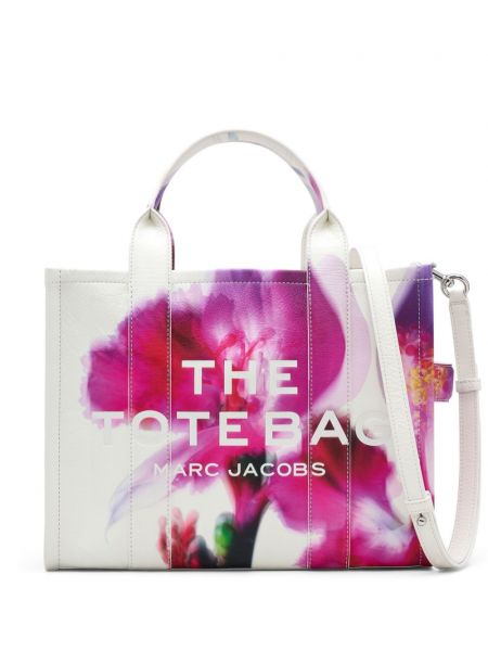 Geantă shopper din piele cu model floral Marc Jacobs