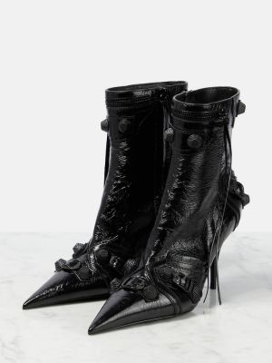 Кожени обувки до глезена Balenciaga черно