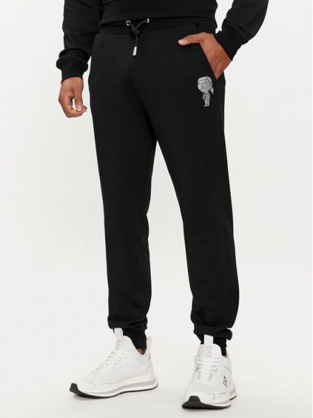 Priliehavé teplákové nohavice Karl Lagerfeld čierna