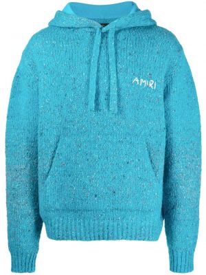 Strick hoodie mit stickerei Amiri blau
