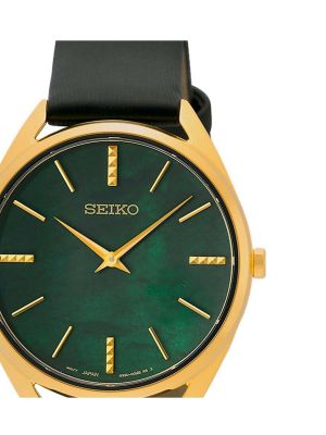 Кожаные часы из искусственной кожи Seiko черные