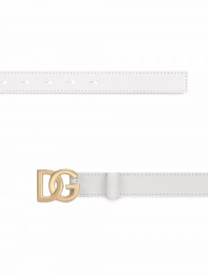 Kožený pásek s přezkou Dolce & Gabbana bílý
