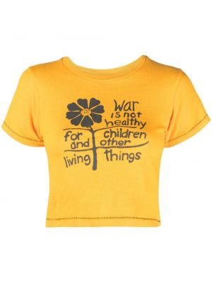 T-shirt avec imprimé slogan en coton à imprimé Erl orange