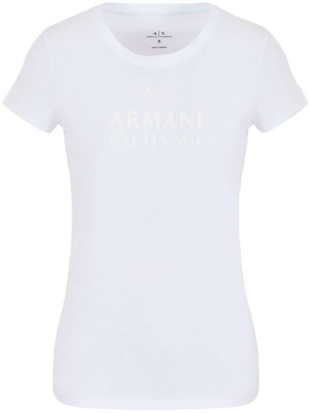 T-shirt aus baumwoll mit print Armani Exchange weiß