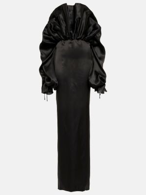 Hedvábné saténové dlouhé šaty Tom Ford černé