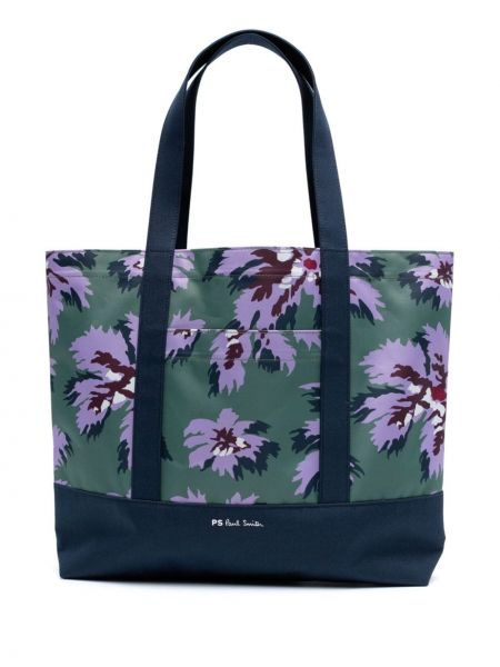 Nakupovalna torba s cvetličnim vzorcem s potiskom Ps Paul Smith modra
