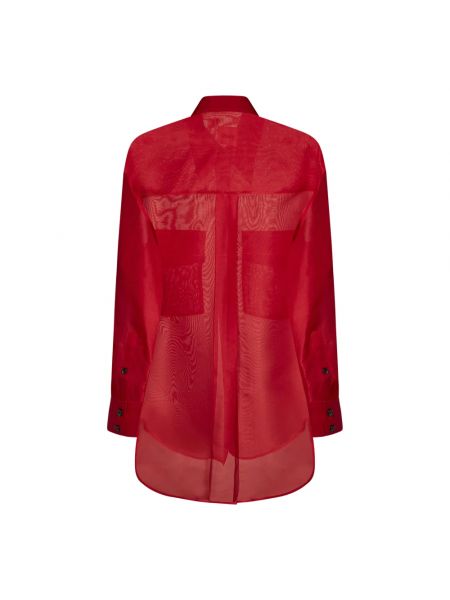 Camisa de seda con bolsillos oversized Khaite rojo