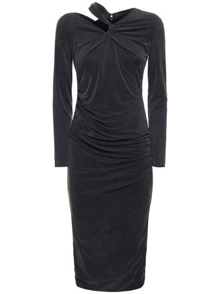 Džerzej midi šaty s dlhými rukávmi Giorgio Armani čierna