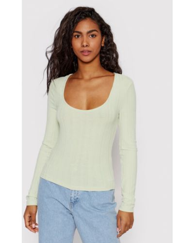 NA-KD Blúz Ribbed 1100-005308-1433-003 Zöld Regular Fit Na-kd