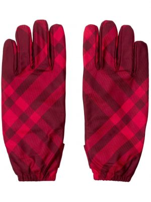 Kockované rukavice Burberry červená