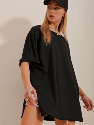 Oversized tričko Trend Alaçatı Stili černé