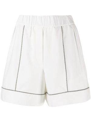 Pantalones cortos con cuentas Brunello Cucinelli blanco