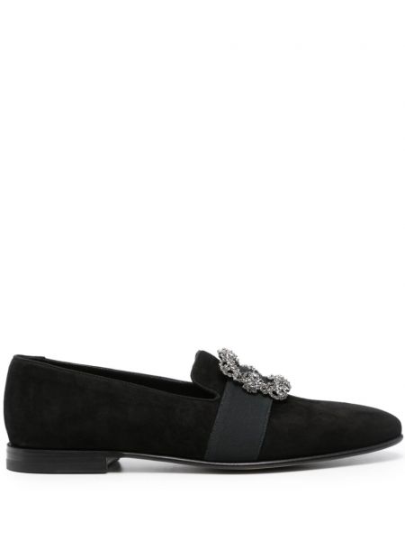 Pantofi loafer din piele de căprioară Manolo Blahnik negru