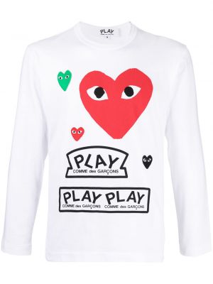 Camiseta con corazón Comme Des Garçons Play blanco