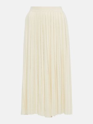 Kašmírové hedvábné midi sukně Loro Piana bílé