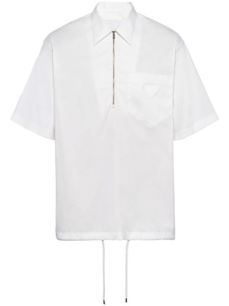 Chemise en coton avec applique Prada blanc