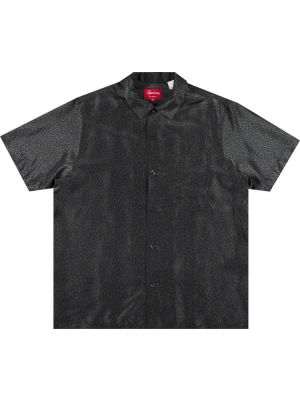Леопардовая шелковая рубашка Supreme серая