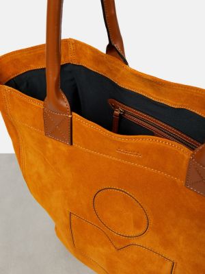 Semišová nákupná taška s výšivkou Isabel Marant hnedá