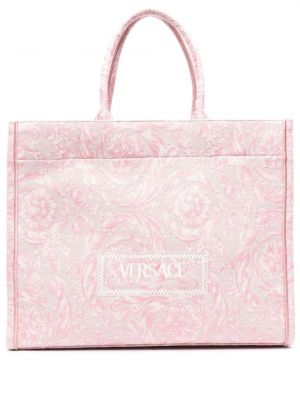 Τσάντα shopper ζακάρ Versace ροζ