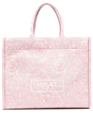 Žakardinė shopper rankinė Versace rožinė