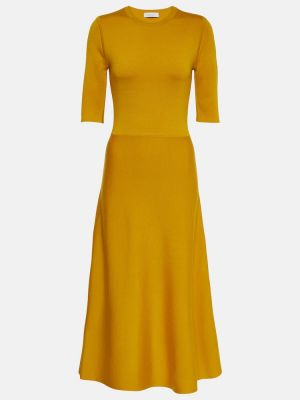 Μεταξωτή μάλλινη μίντι φόρεμα κασμίρ Gabriela Hearst κίτρινο