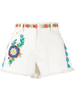 Brodert jeans-shorts Alice+olivia hvit