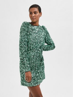 Коктейлна рокля Selected Femme зелено