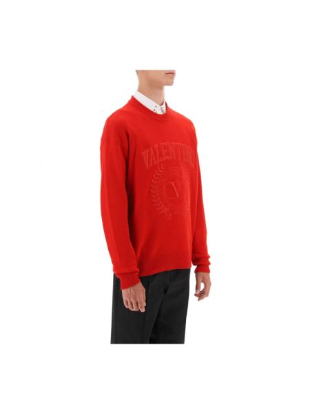 Haftowany sweter Valentino Garavani czerwony