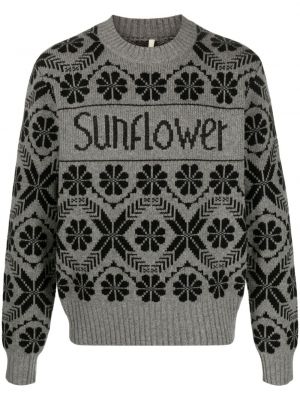 Maglione ricamata Sunflower grigio