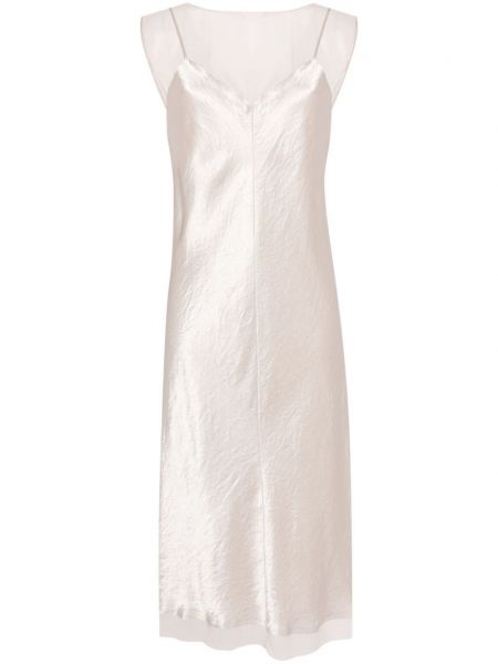 Сатенена миди рокля Vince бяло