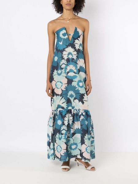 Sukienka w kwiatki z nadrukiem Adriana Degreas niebieska
