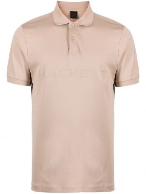 Pamučna polo majica s printom Hackett smeđa