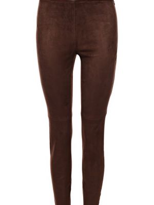 Замшевые брюки скинни Ralph Lauren коричневые