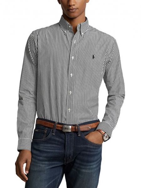 Приталенная рубашка на пуговицах в полоску Polo Ralph Lauren черная