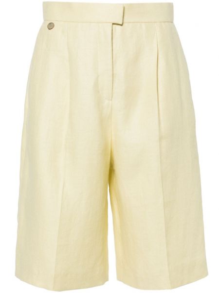 Plisirane lanene kratke hlače Agnona rumena