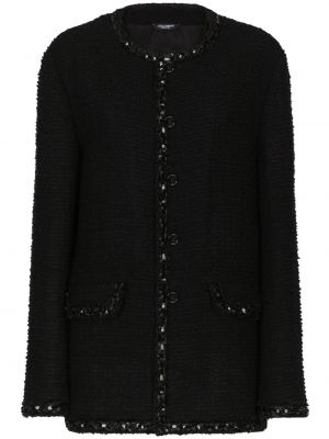 Veste à imprimé en tweed en cristal Dolce & Gabbana noir