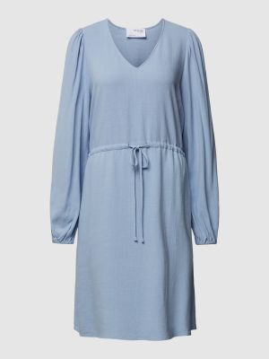 Sukienka mini z dekoltem w serek Selected Femme niebieska