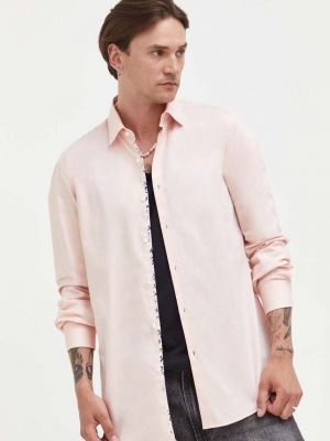 Koszula slim fit bawełniana Hugo różowa