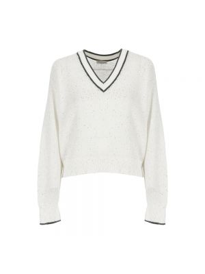 Sweter z cekinami Brunello Cucinelli biały