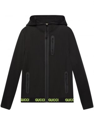 Jaka ar kapuci ar apdruku Gucci melns