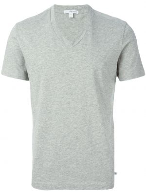 T-shirt con scollo a v James Perse grigio