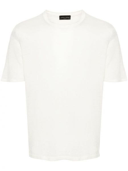 Ľanové tričko Roberto Collina biela