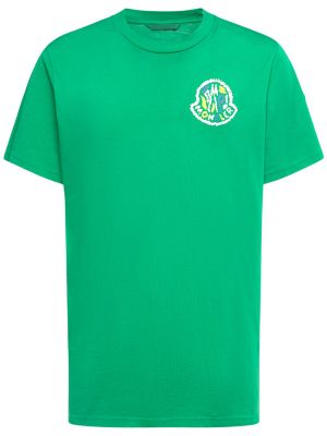 Kokvilnas t-krekls Moncler zaļš