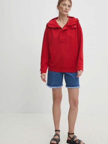Bluza z kapturem Answear Lab czerwona